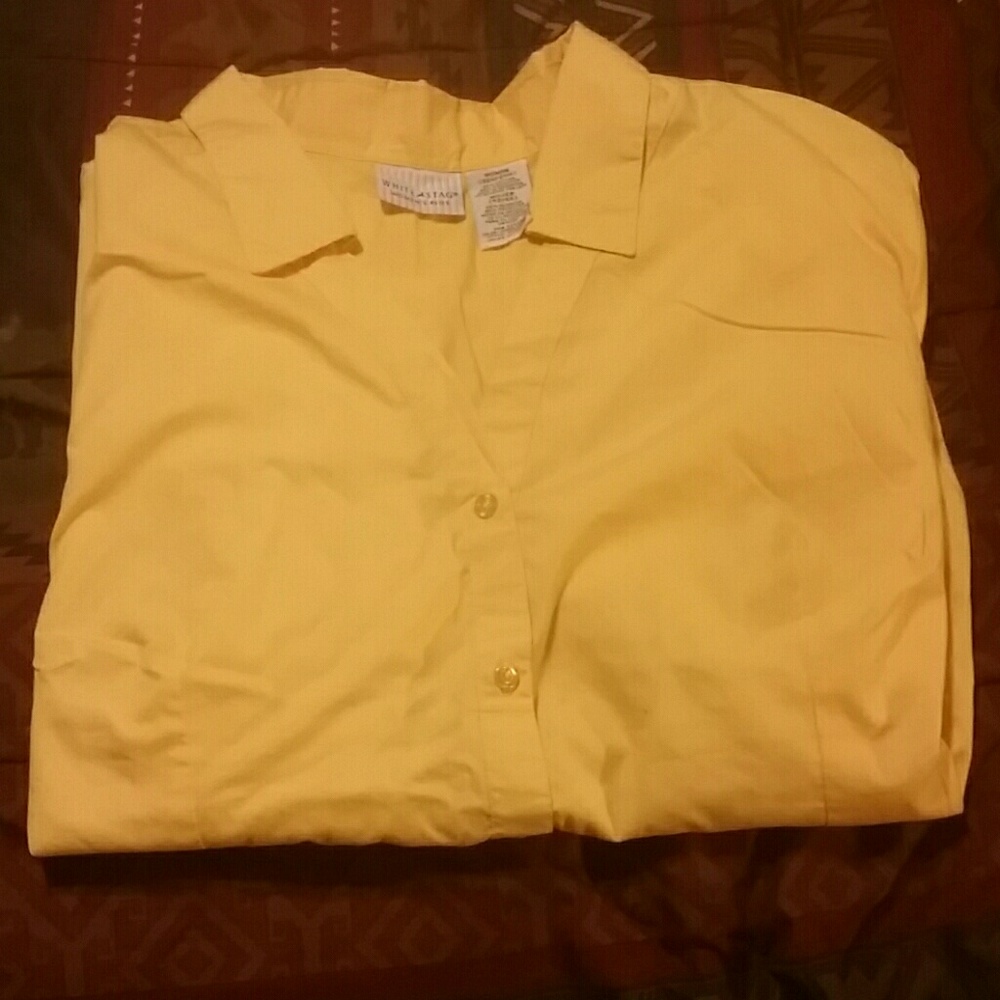 Short sleeve v neck button up blouse
